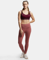 Microfiber Elastane Performance 7/8th Leggings with Broadwaistband & Back Pocket - Withered Rose-4