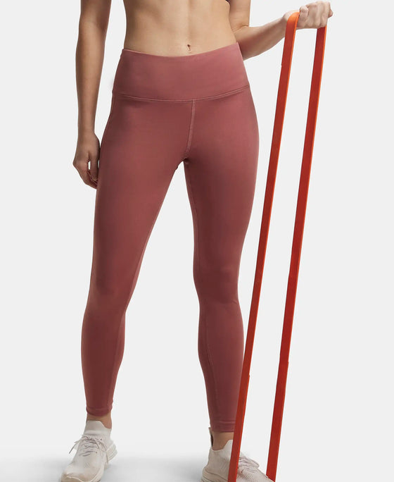Microfiber Elastane Performance 7/8th Leggings with Broadwaistband & Back Pocket - Withered Rose-5
