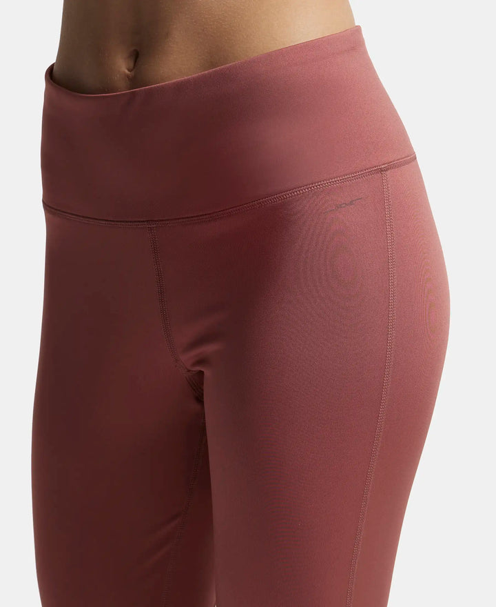Microfiber Elastane Performance 7/8th Leggings with Broadwaistband & Back Pocket - Withered Rose-7