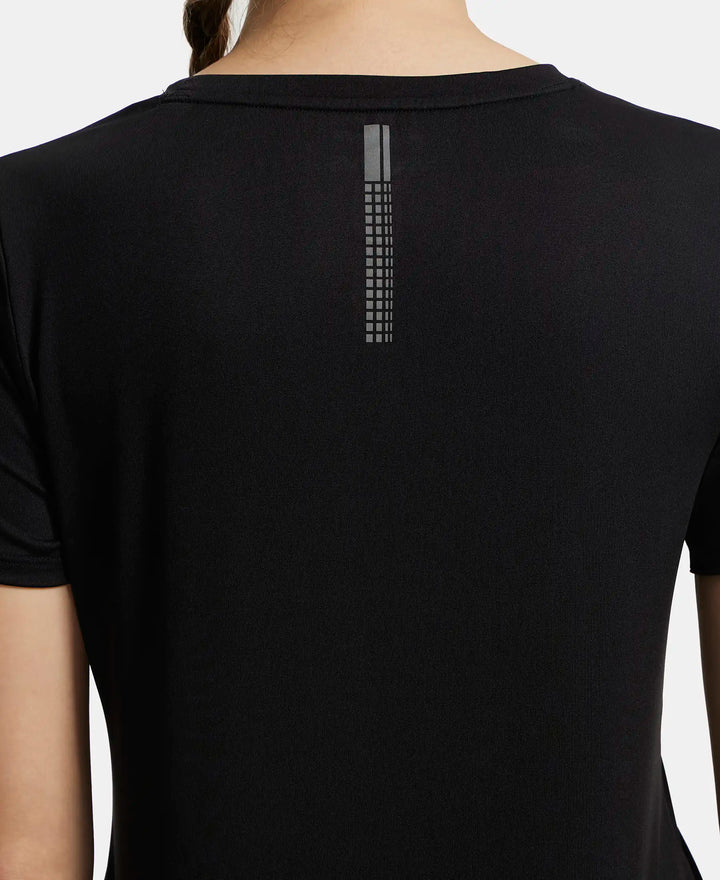 Microfiber Polyester Fabric Relaxed Fit Solid Round Neck Half Sleeve T-Shirt - Black-9