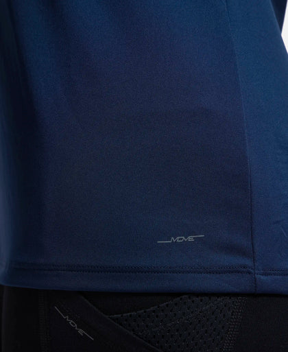 Microfiber Polyester Fabric Relaxed Fit Solid Round Neck Half Sleeve T-Shirt - Cosmic Sapphire-7
