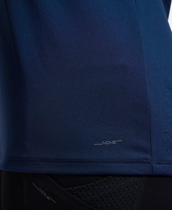 Microfiber Polyester Fabric Relaxed Fit Solid Round Neck Half Sleeve T-Shirt - Cosmic Sapphire-7