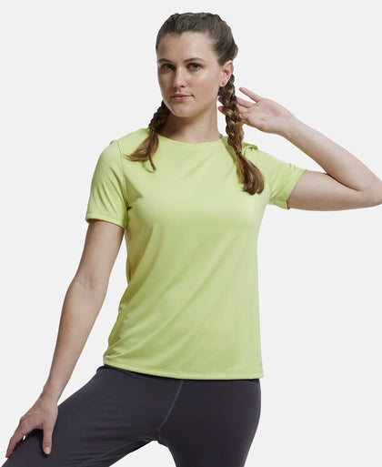Microfiber Polyester Fabric Relaxed Fit Solid Round Neck Half Sleeve T-Shirt - Daiquiri Green-5