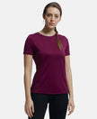 Microfiber Polyester Fabric Relaxed Fit Solid Round Neck Half Sleeve T-Shirt - Grape Wine-1