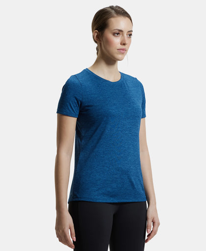 Microfiber Polyester Fabric Relaxed Fit Solid Round Neck Half Sleeve T-Shirt - Poseidon-2