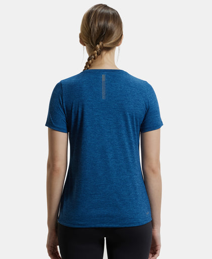 Microfiber Polyester Fabric Relaxed Fit Solid Round Neck Half Sleeve T-Shirt - Poseidon-3