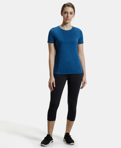 Microfiber Polyester Fabric Relaxed Fit Solid Round Neck Half Sleeve T-Shirt - Poseidon-4