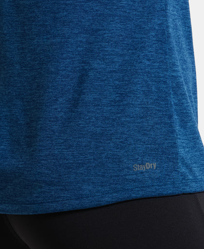Microfiber Polyester Fabric Relaxed Fit Solid Round Neck Half Sleeve T-Shirt - Poseidon-7
