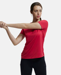 Microfiber Polyester Fabric Relaxed Fit Solid Round Neck Half Sleeve T-Shirt - Virtual Pink-5
