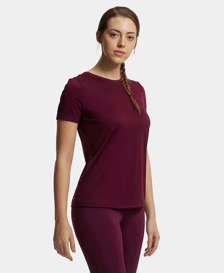 Microfiber Polyester Fabric Relaxed Fit Solid Round Neck Half Sleeve T-Shirt - Wine Tasting-2