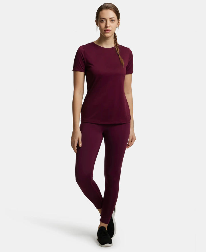 Microfiber Polyester Fabric Relaxed Fit Solid Round Neck Half Sleeve T-Shirt - Wine Tasting-4
