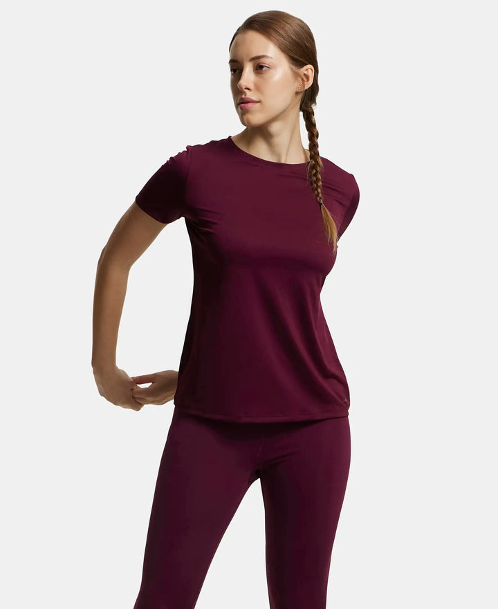 Microfiber Polyester Fabric Relaxed Fit Solid Round Neck Half Sleeve T-Shirt - Wine Tasting-6