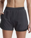 Microfiber Elastane Double Layered Woven Fabric Regular Fit Shorts with Zipper Pockets - Forged Iron-1