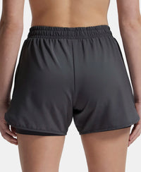 Microfiber Elastane Double Layered Woven Fabric Regular Fit Shorts with Zipper Pockets - Forged Iron-3