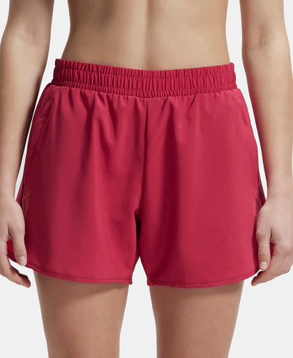 Microfiber Elastane Double Layered Woven Fabric Regular Fit Shorts with Zipper Pockets - Granita-1