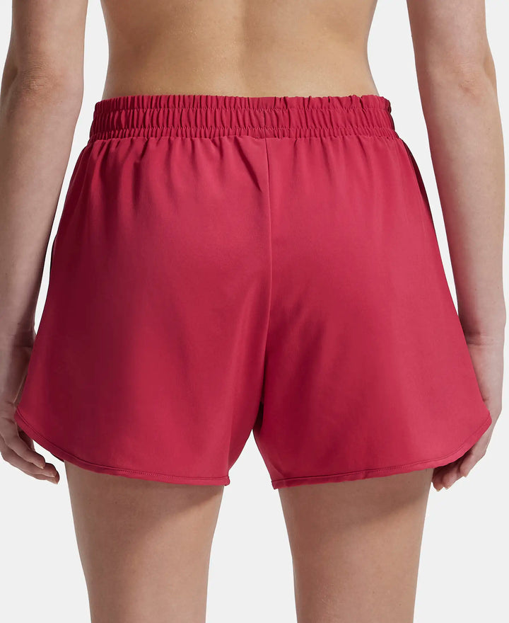 Microfiber Elastane Double Layered Woven Fabric Regular Fit Shorts with Zipper Pockets - Granita-3