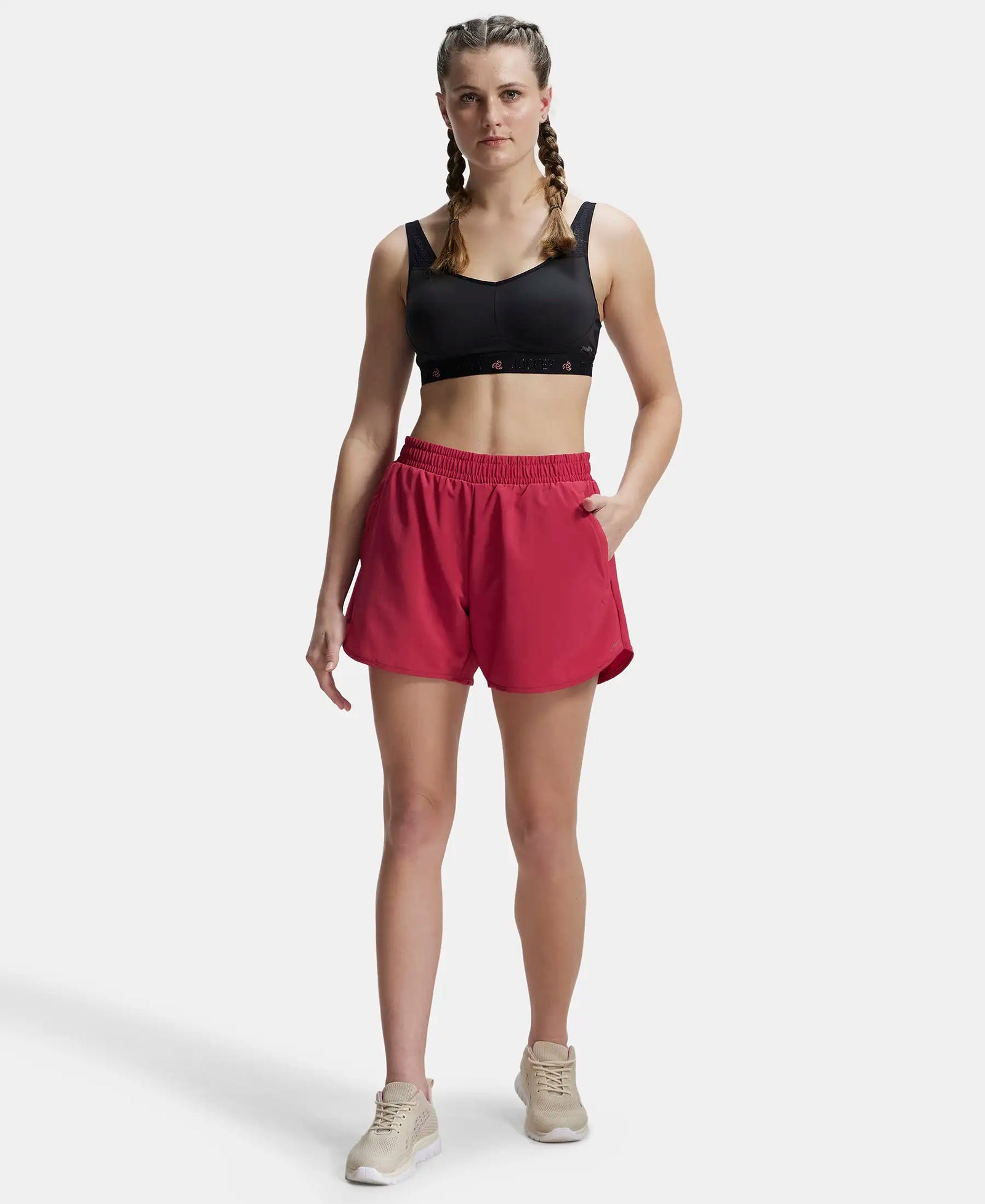 Microfiber Elastane Double Layered Woven Fabric Regular Fit Shorts with Zipper Pockets - Granita-4