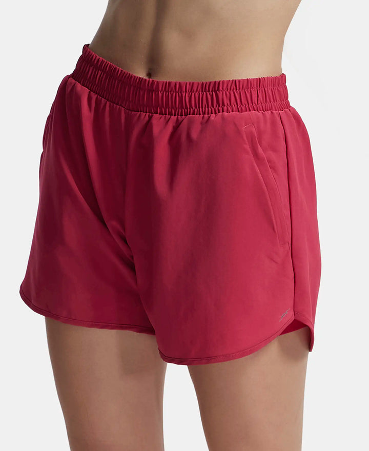 Microfiber Elastane Double Layered Woven Fabric Regular Fit Shorts with Zipper Pockets - Granita-5