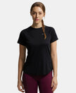 Microfiber Fabric Relaxed Fit Half Sleeve Breathable Mesh T-Shirt - Black-1