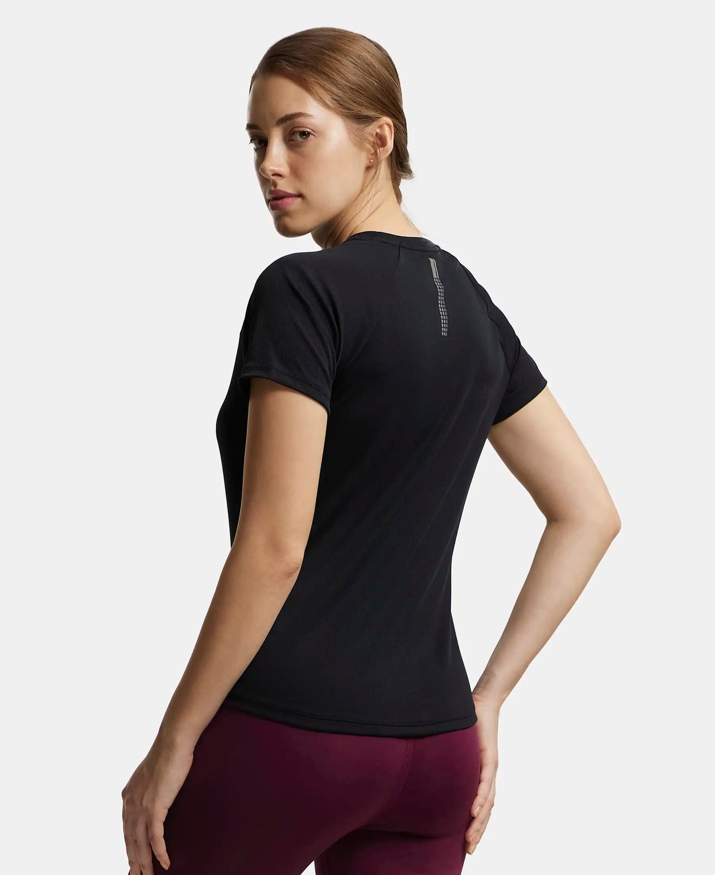 Microfiber Fabric Relaxed Fit Half Sleeve Breathable Mesh T-Shirt - Black-3