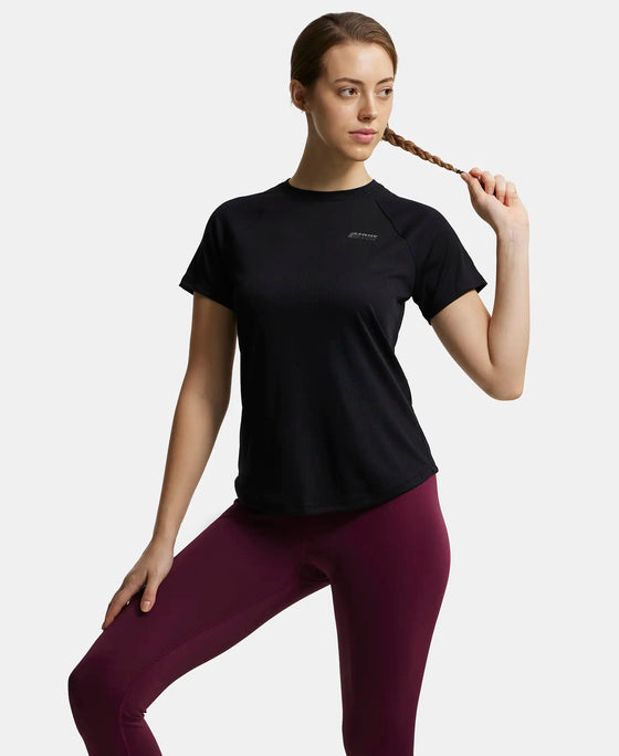 Microfiber Fabric Relaxed Fit Half Sleeve Breathable Mesh T-Shirt - Black-6