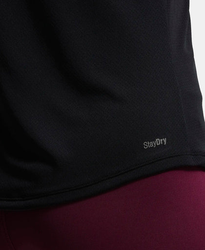 Microfiber Fabric Relaxed Fit Half Sleeve Breathable Mesh T-Shirt - Black-7
