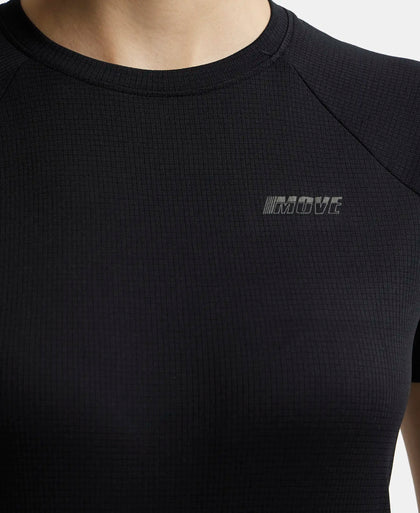 Microfiber Fabric Relaxed Fit Half Sleeve Breathable Mesh T-Shirt - Black-8