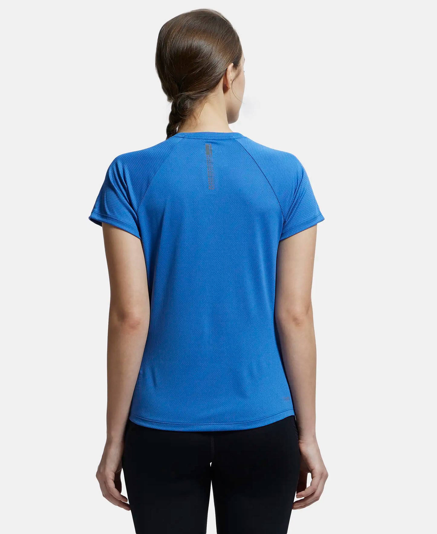 Microfiber Fabric Relaxed Fit Half Sleeve Breathable Mesh T-Shirt - Bright Cobalt-3