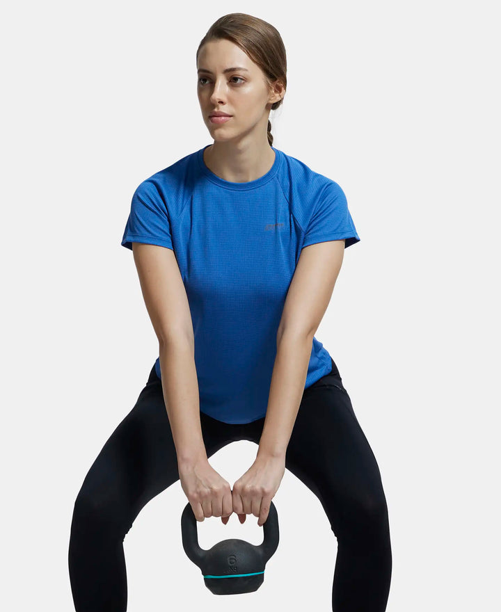 Microfiber Fabric Relaxed Fit Half Sleeve Breathable Mesh T-Shirt - Bright Cobalt-6