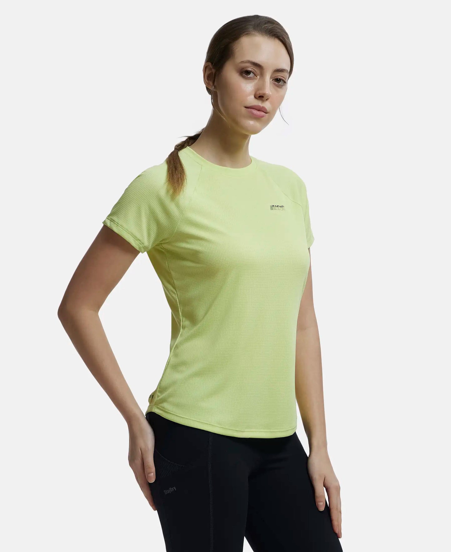 Microfiber Fabric Relaxed Fit Half Sleeve Breathable Mesh T-Shirt - Daiquiri Green-2