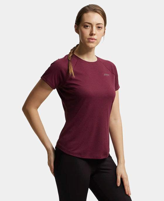 Microfiber Fabric Relaxed Fit Half Sleeve Breathable Mesh T-Shirt - Grape Wine-2