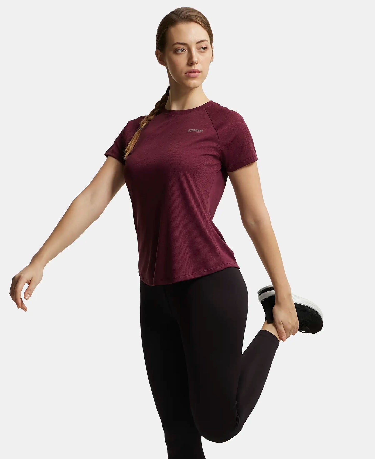 Microfiber Fabric Relaxed Fit Half Sleeve Breathable Mesh T-Shirt - Grape Wine-6