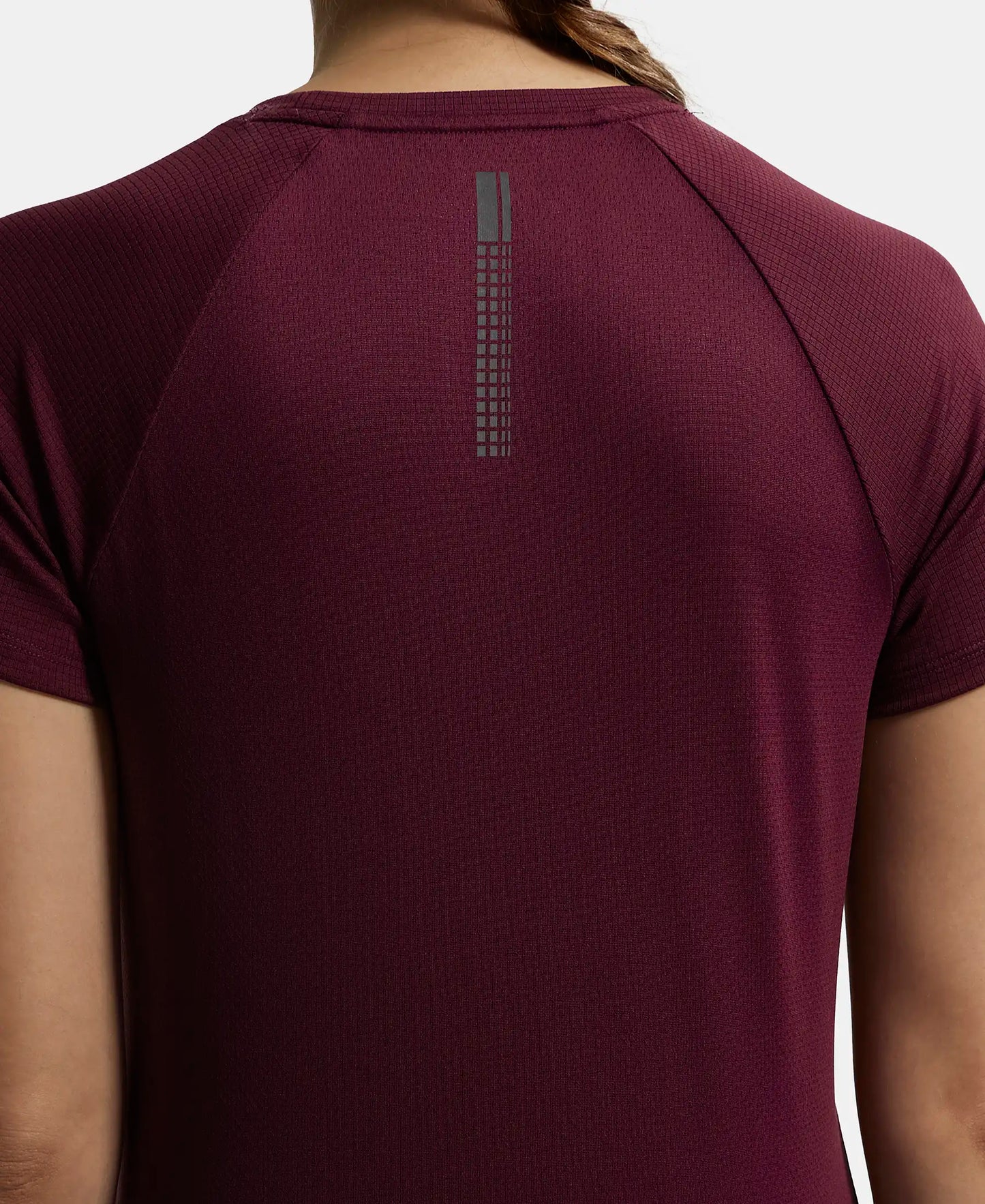 Microfiber Fabric Relaxed Fit Half Sleeve Breathable Mesh T-Shirt - Grape Wine-7