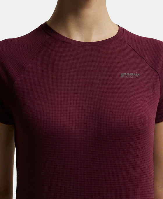 Microfiber Fabric Relaxed Fit Half Sleeve Breathable Mesh T-Shirt - Grape Wine-8