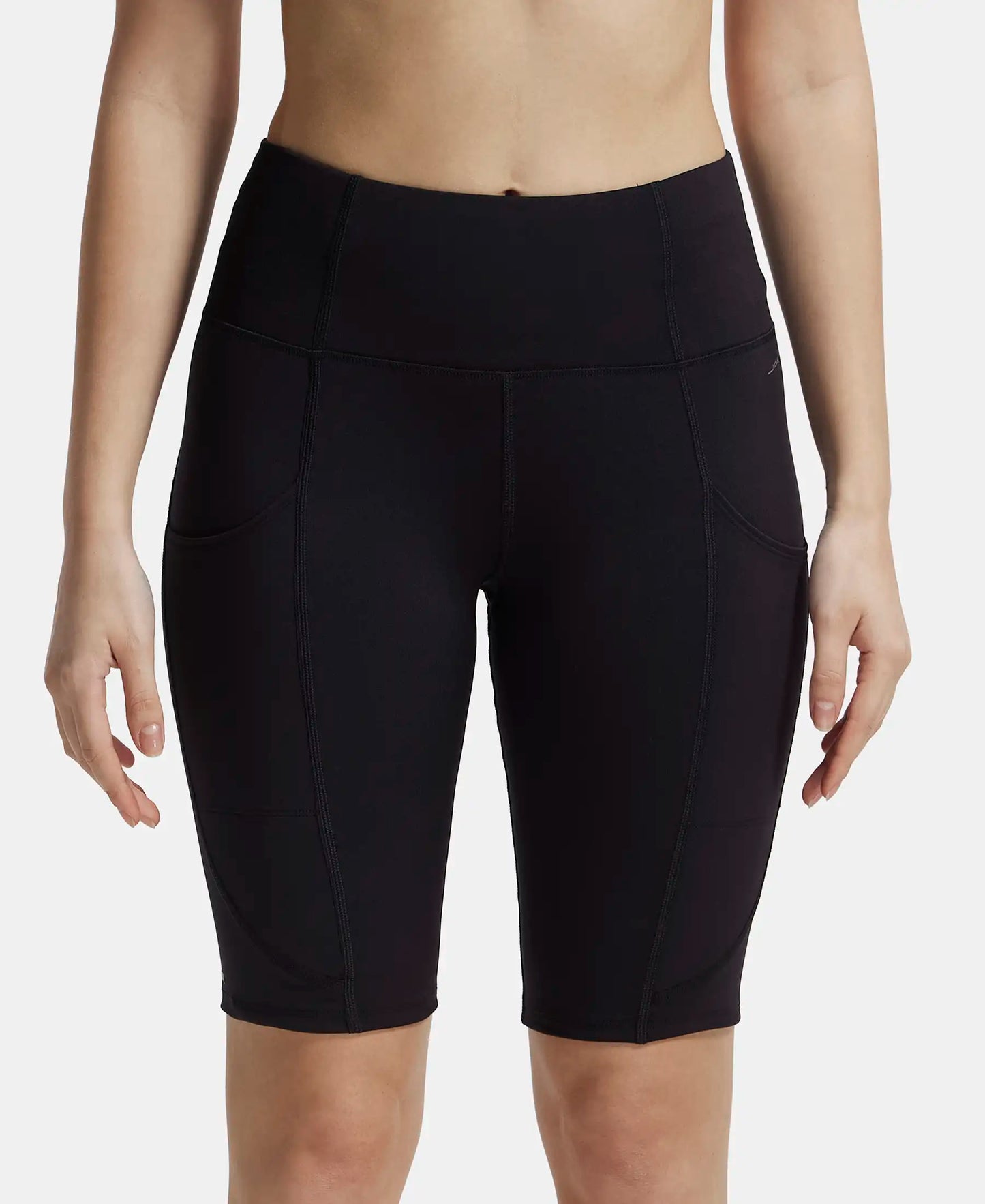 Microfiber Elastane Slim Fit Shorts with Side Pockets - Black-1