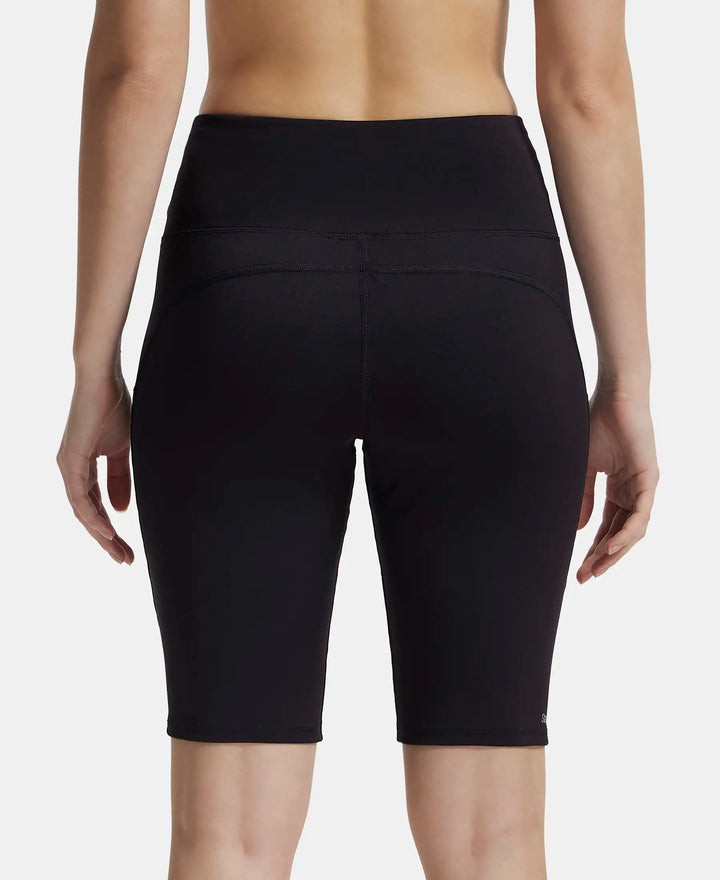 Microfiber Elastane Slim Fit Shorts with Side Pockets - Black-3