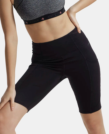 Microfiber Elastane Slim Fit Shorts with Side Pockets - Black-5