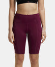 Microfiber Elastane Slim Fit Shorts with Side Pockets - Grape Wine-1