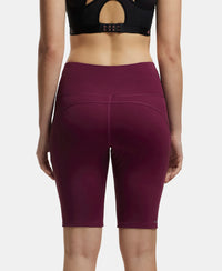 Microfiber Elastane Slim Fit Shorts with Side Pockets - Grape Wine-3