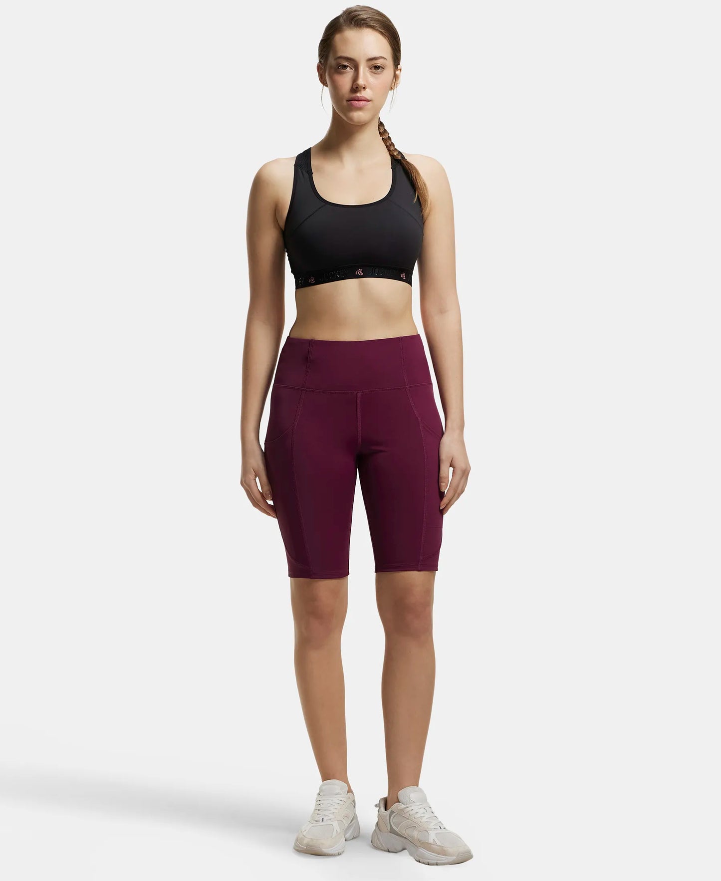 Microfiber Elastane Slim Fit Shorts with Side Pockets - Grape Wine-4
