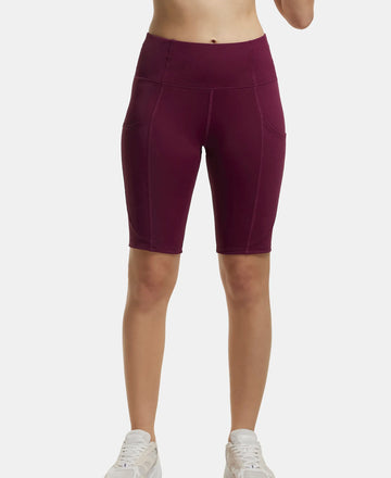 Microfiber Elastane Slim Fit Shorts with Side Pockets - Grape Wine-5