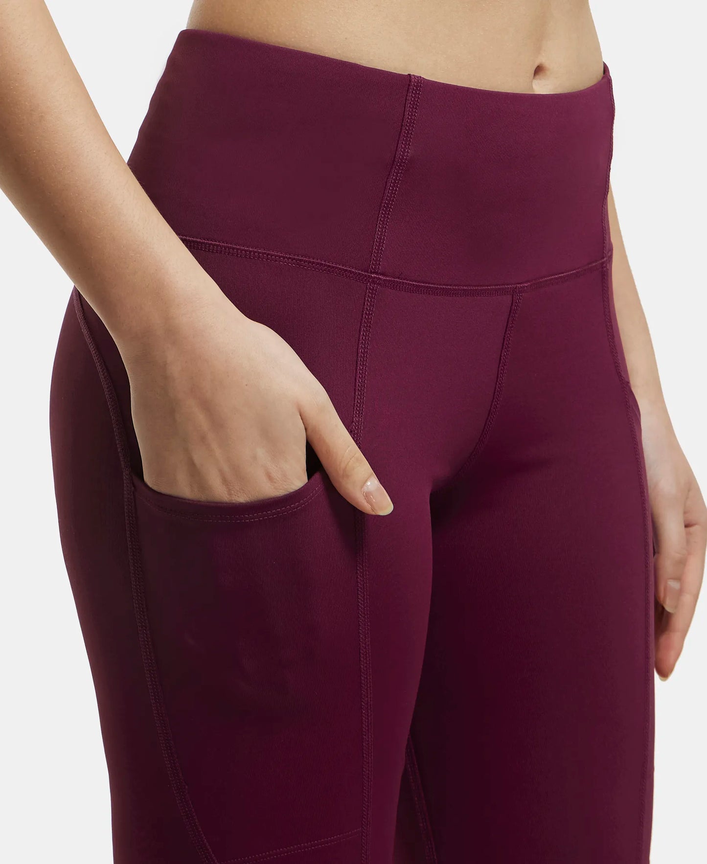 Microfiber Elastane Slim Fit Shorts with Side Pockets - Grape Wine-8