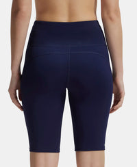 Microfiber Elastane Slim Fit Shorts with Side Pockets - Peacoat-3