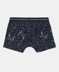 Super Combed Cotton Elastane Stretch Printed Trunk with Front Open Fly and Ultrasoft Waistband - Assorted-5