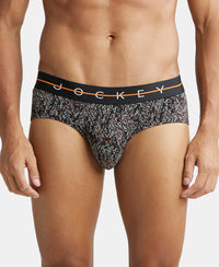 Super Combed Cotton Elastane Printed Brief with Ultrasoft Waistband - Black-1