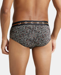Super Combed Cotton Elastane Printed Brief with Ultrasoft Waistband - Black-3