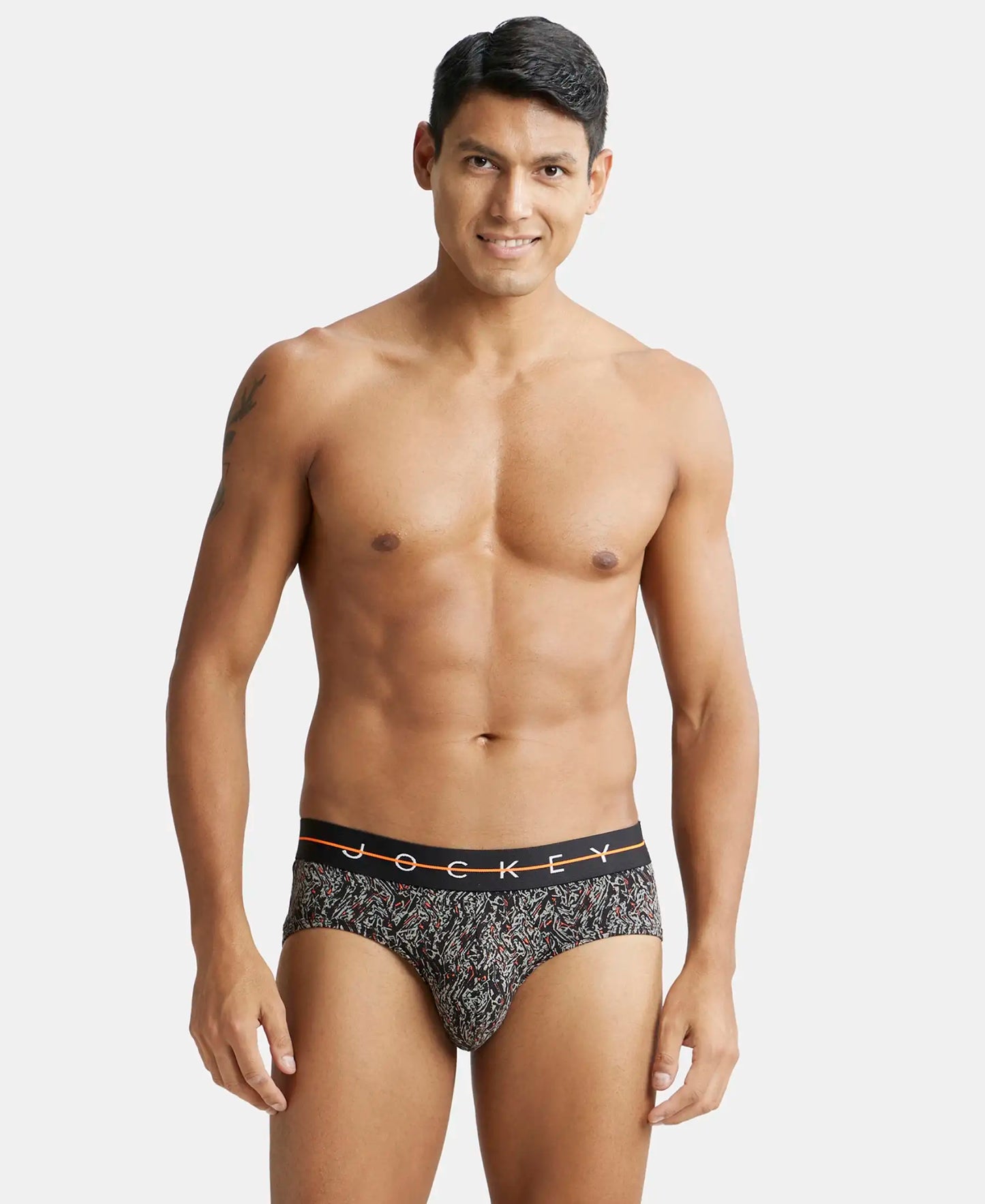 Super Combed Cotton Elastane Printed Brief with Ultrasoft Waistband - Black-5
