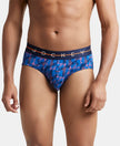 Super Combed Cotton Elastane Printed Brief with Ultrasoft Waistband - Navy-1