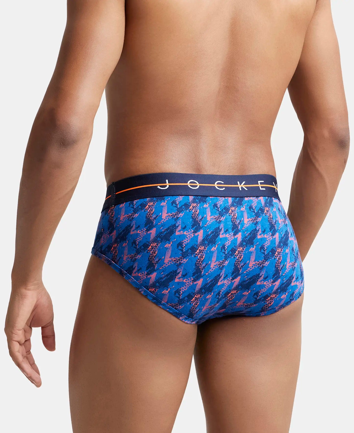 Super Combed Cotton Elastane Printed Brief with Ultrasoft Waistband - Navy-3