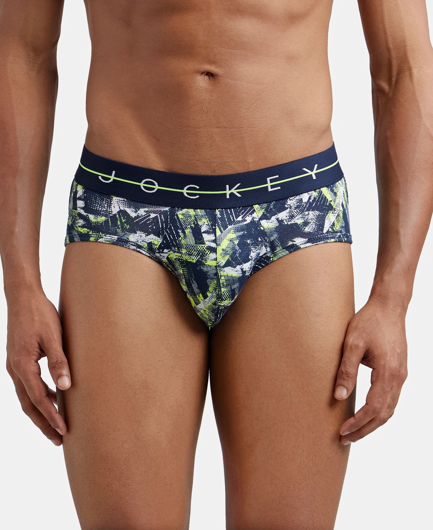 Super Combed Cotton Elastane Printed Brief with Ultrasoft Waistband - Navy-1